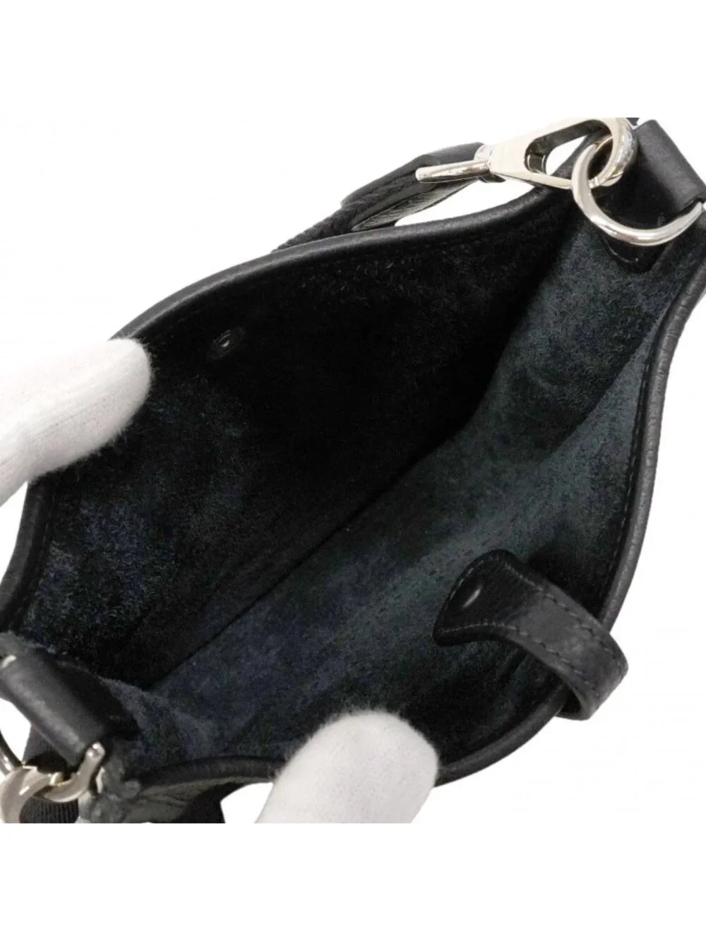 Hermes Shoulder Bag Evelyne TPM Taurillon Clemence Black Silver